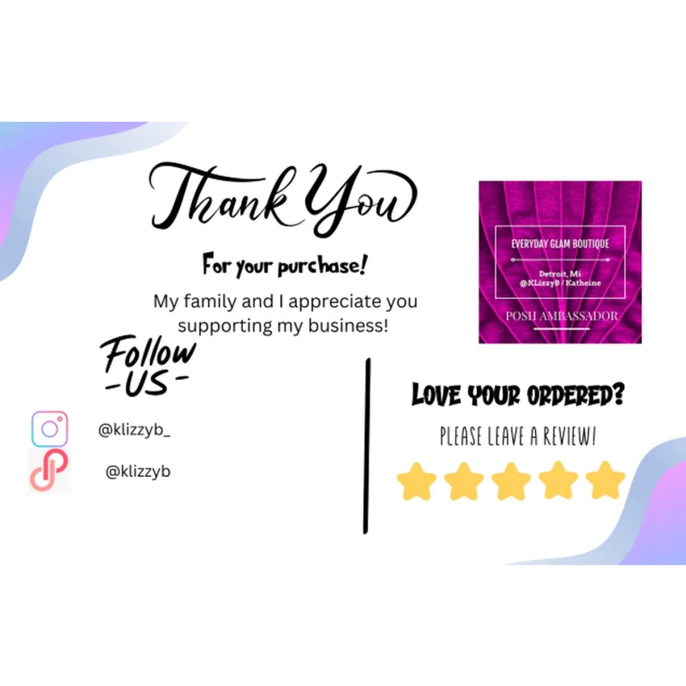 Custom Made Thank You Cards 50 Count